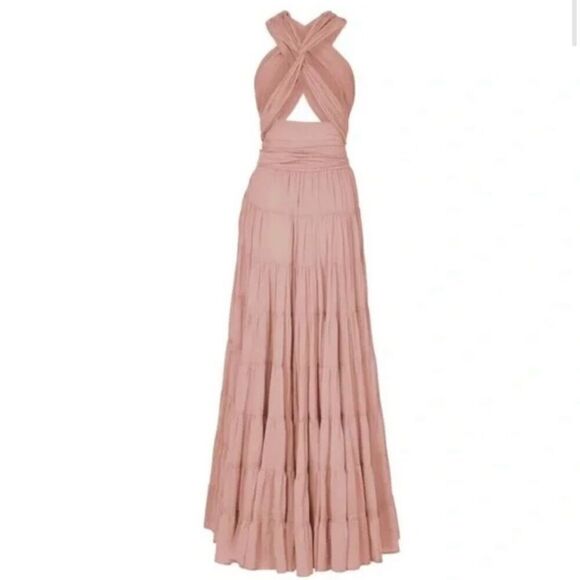 NWT 600.00 Erika Pena Womens Selma Convertible Wrap Cotton Boho Maxi Dress M/L - Picture 6 of 8